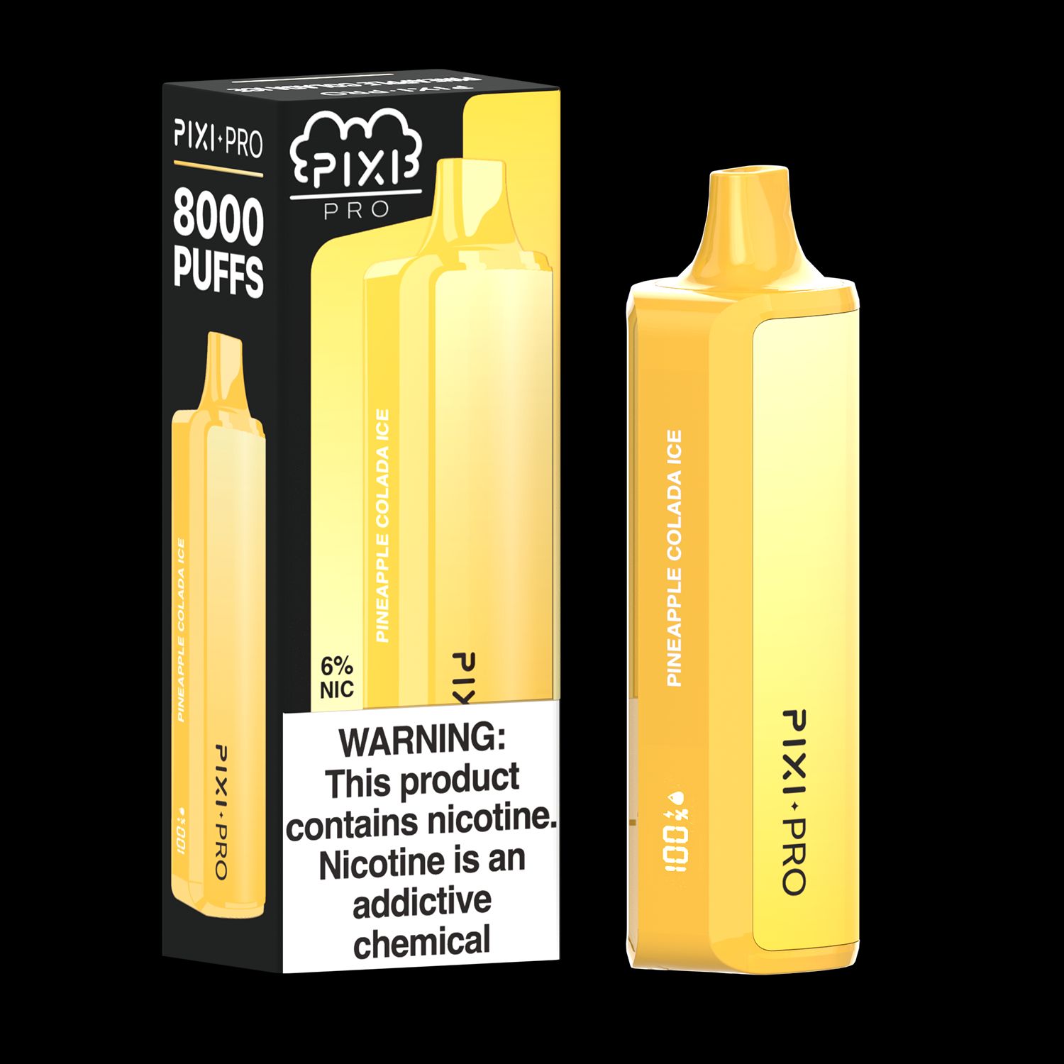 Puff Pixi Pro Disposable | 8000 puffs | 14mL Pineapple Colada Ice with packaging