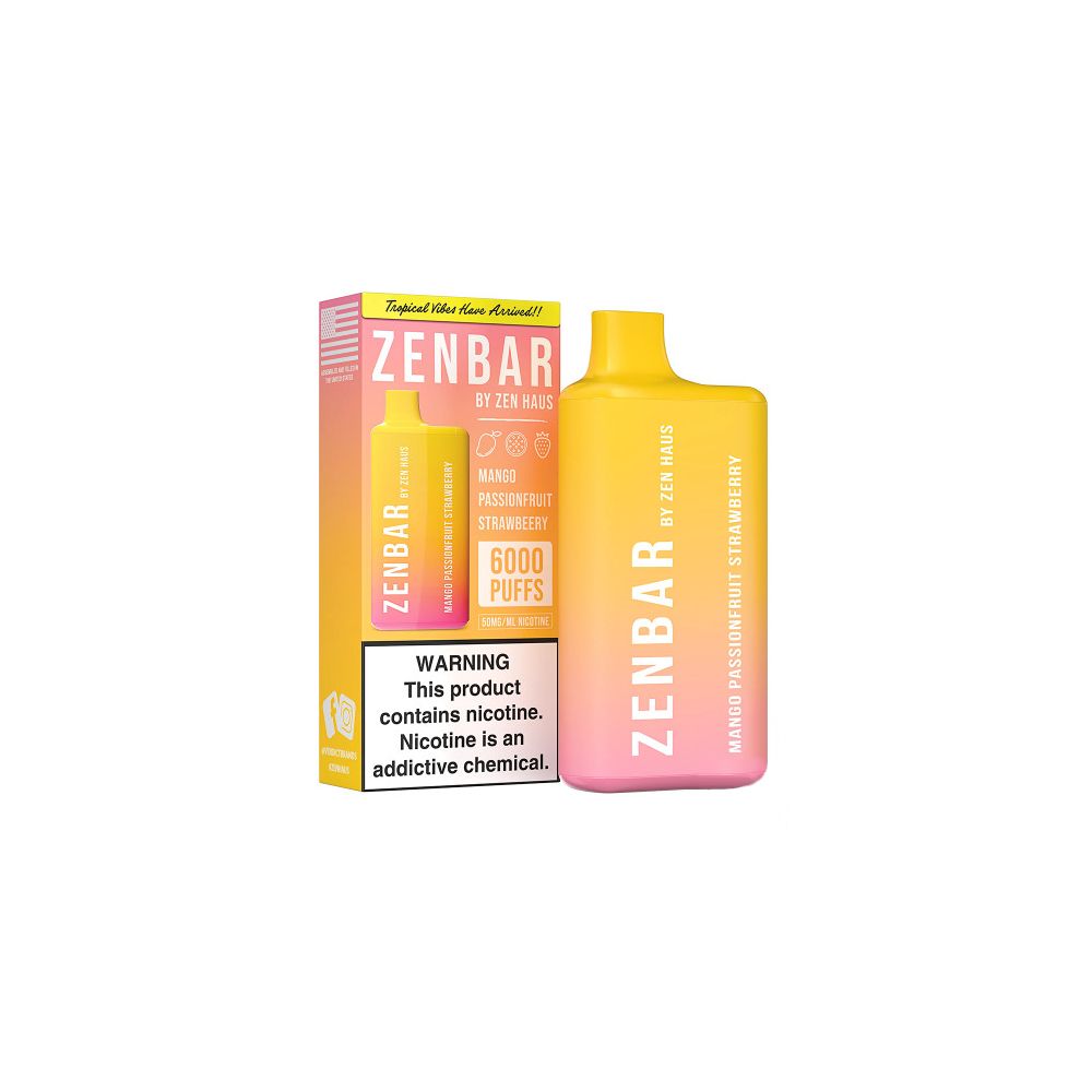 Zen Bar Disposable 6000 Puffs 13mL 50mg - mango passionfruit strawberry