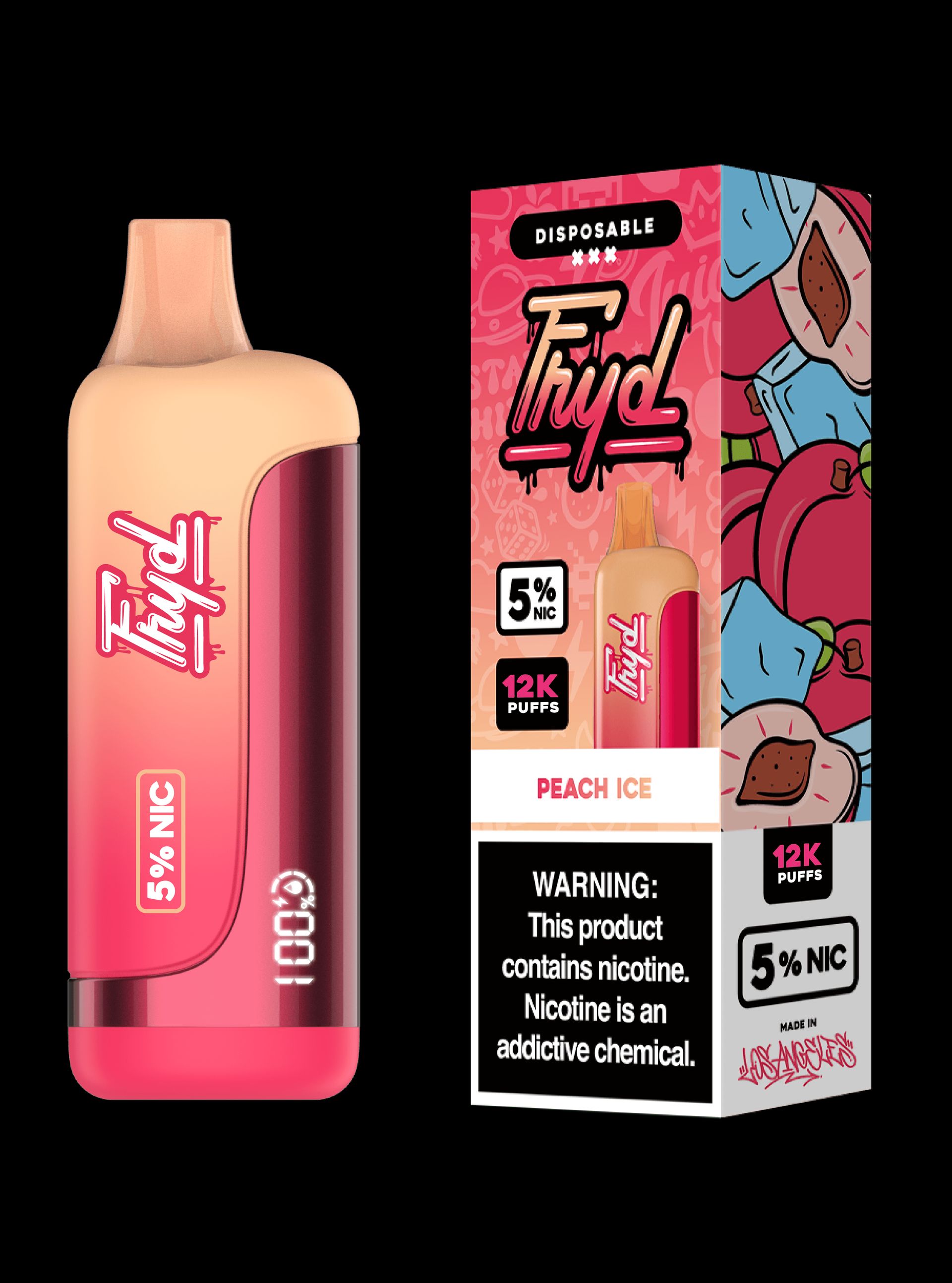 FRYD Disposable 12,000 Puffs (17mL) 50mg - Peach Ice