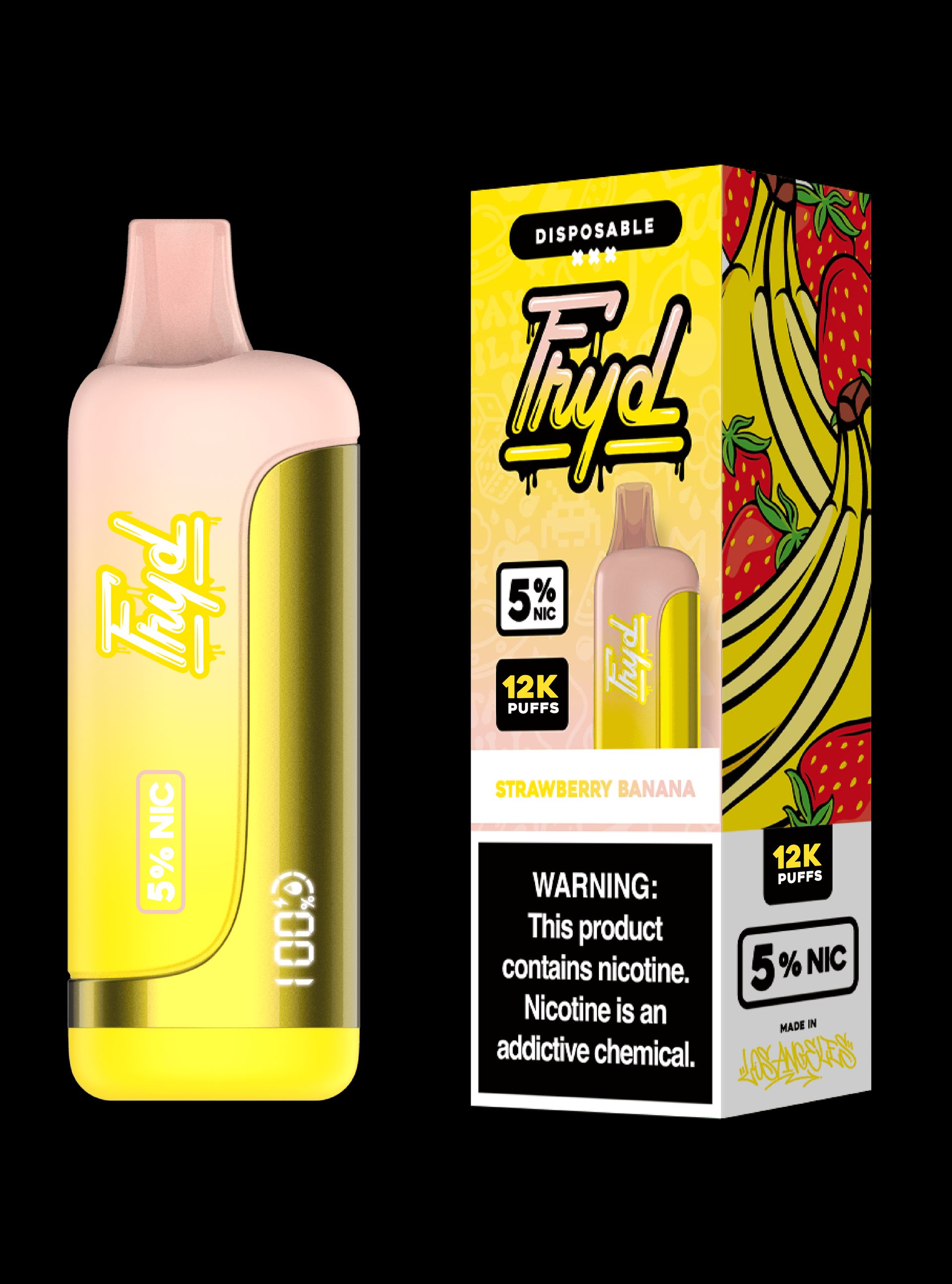 FRYD Disposable 12,000 Puffs (17mL) 50mg - Strawberry Banana