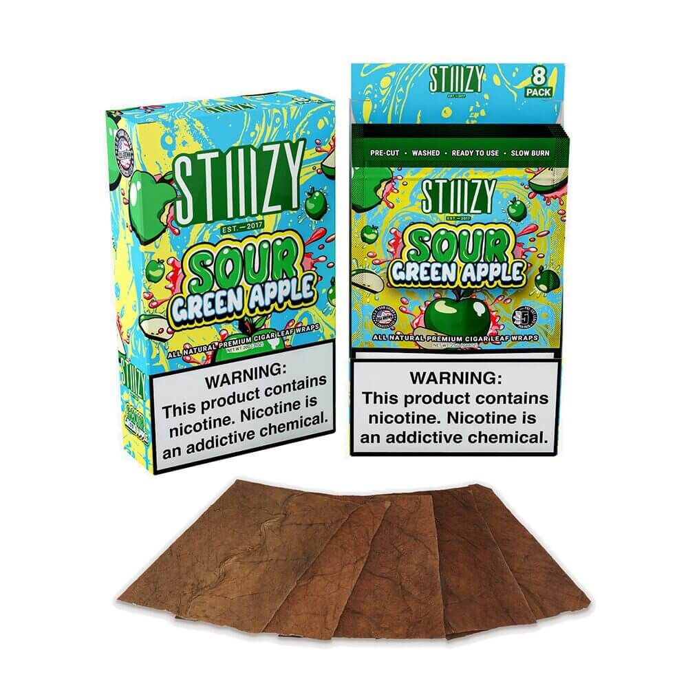STIIIZY Premium Wraps (6-Pack) Sour Green Apple with Packaging