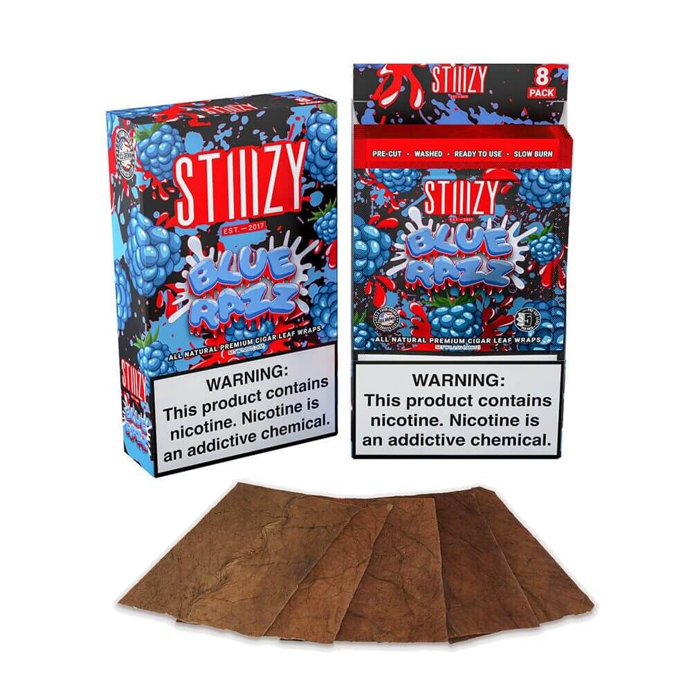 STIIIZY Premium Wraps (6-Pack) Blue Razz with Packaging