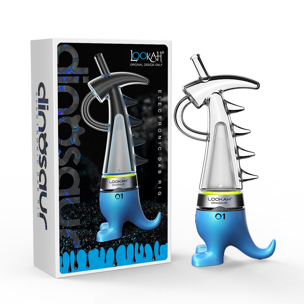 Lookah Dinosaur E-Dab Rig - Blue with packaging