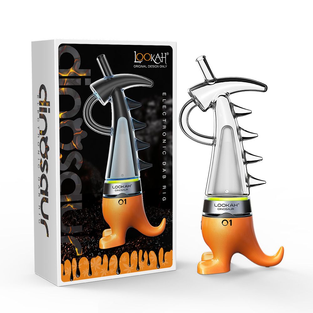 Lookah Dinosaur E-Dab Rig - Orange with packaging