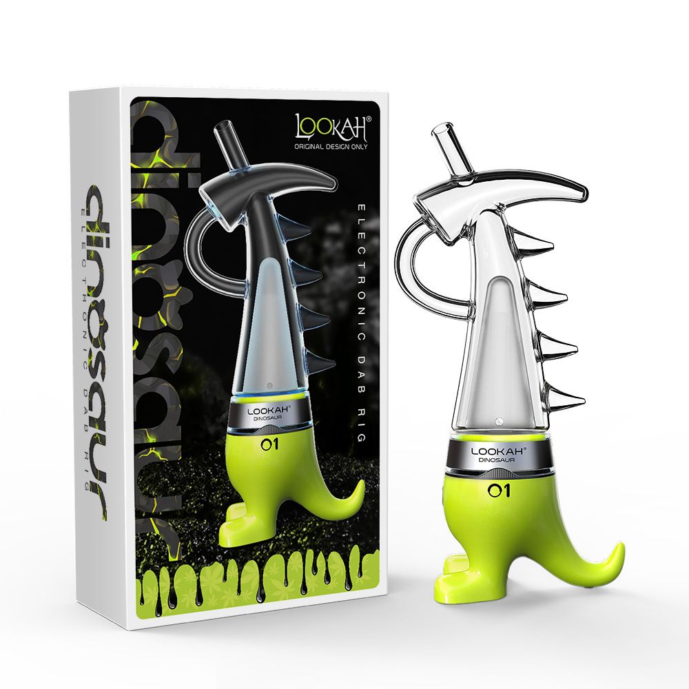 Lookah Dinosaur E-Dab Rig - Neon Green with packaging