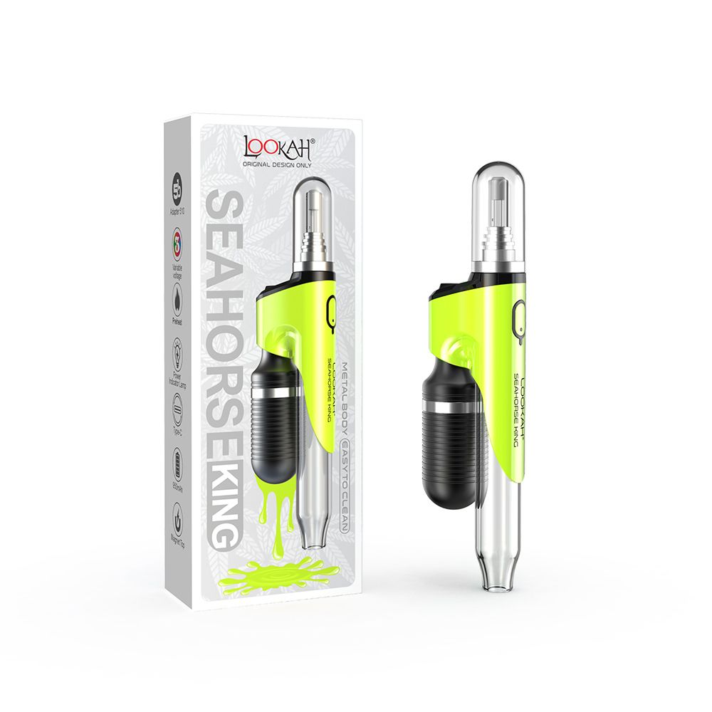 Lookah Seahorse King E-Dab Pen - Neon Green with packaging