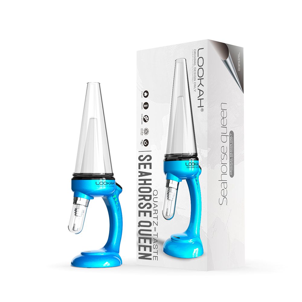 Lookah Seahorse Queen Dab Rig - Blue with packaging
