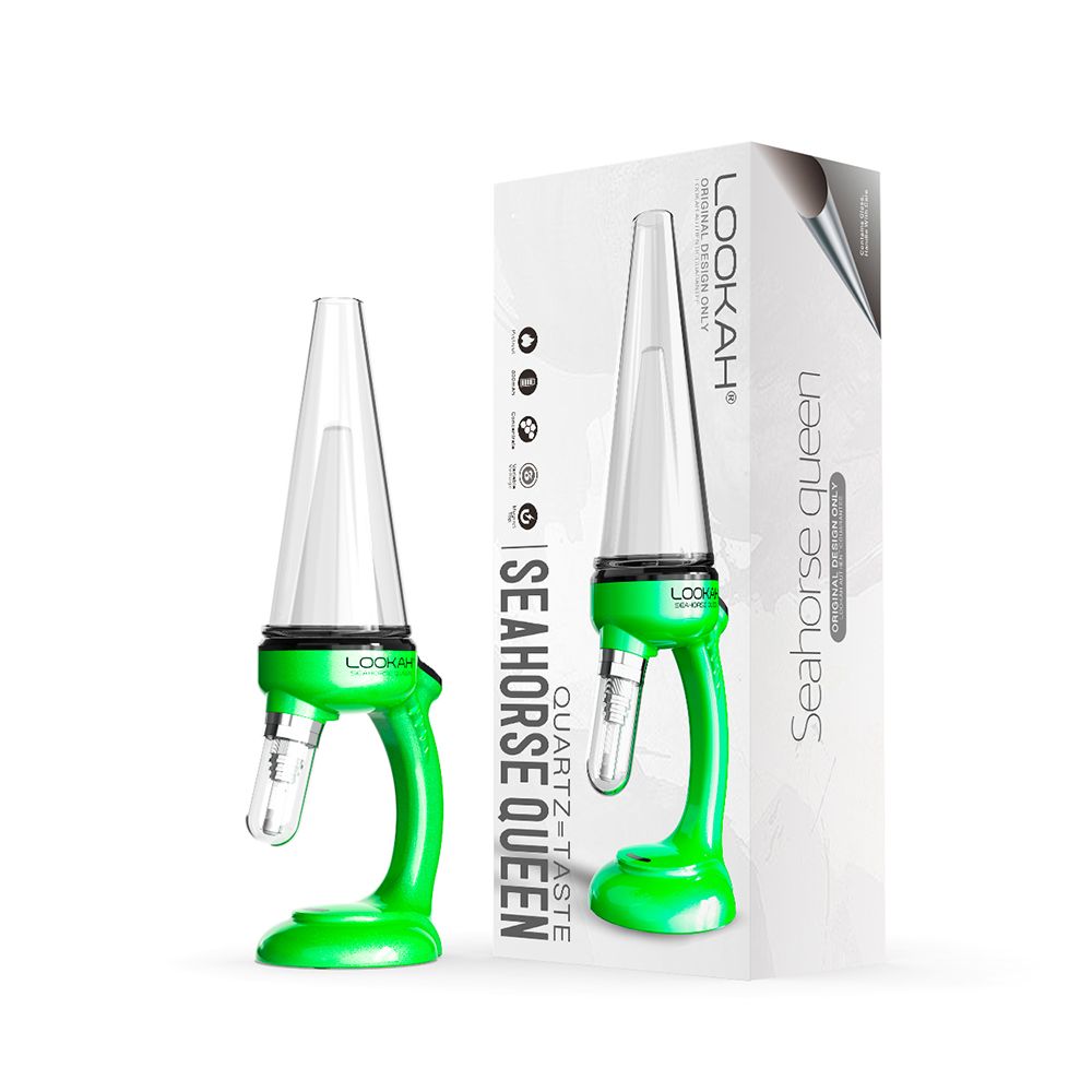 Lookah Seahorse Queen Dab Rig - Green with packaging