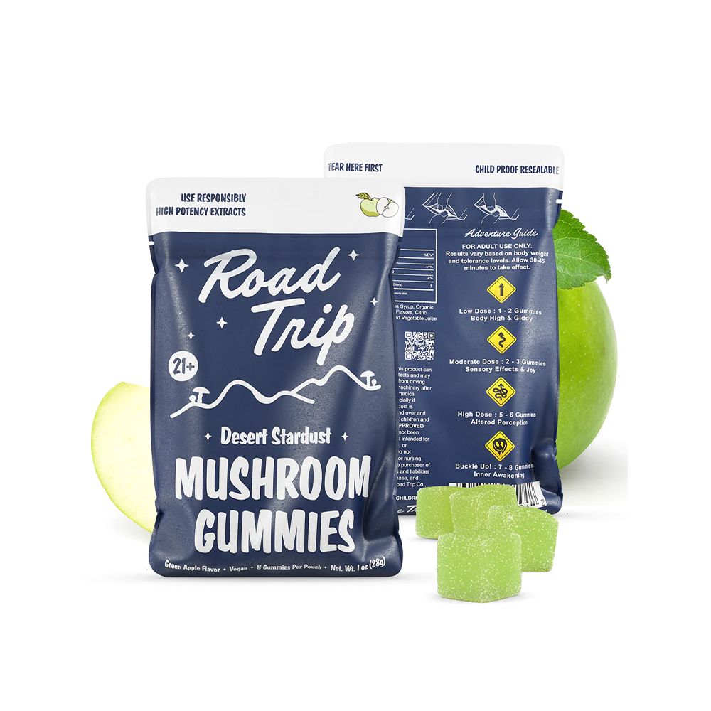 Road Trip Mushroom Gummies (28000mg 8ct Pouch) - Green apple