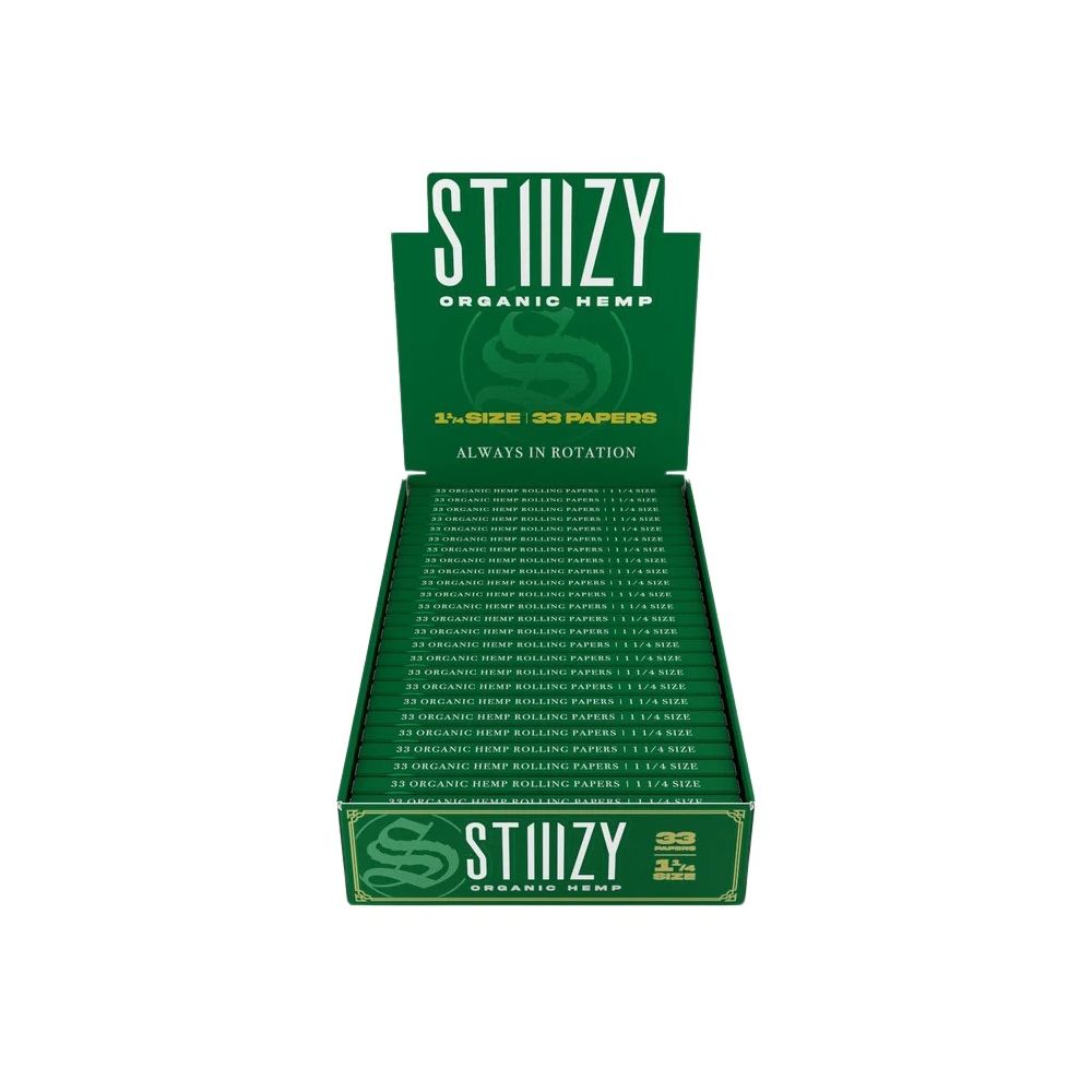 STIIIZY Premium Rolling Papers 1 1/4″ 33-Sheet Booklet (25pc Display) Organic Hemp Unflavored