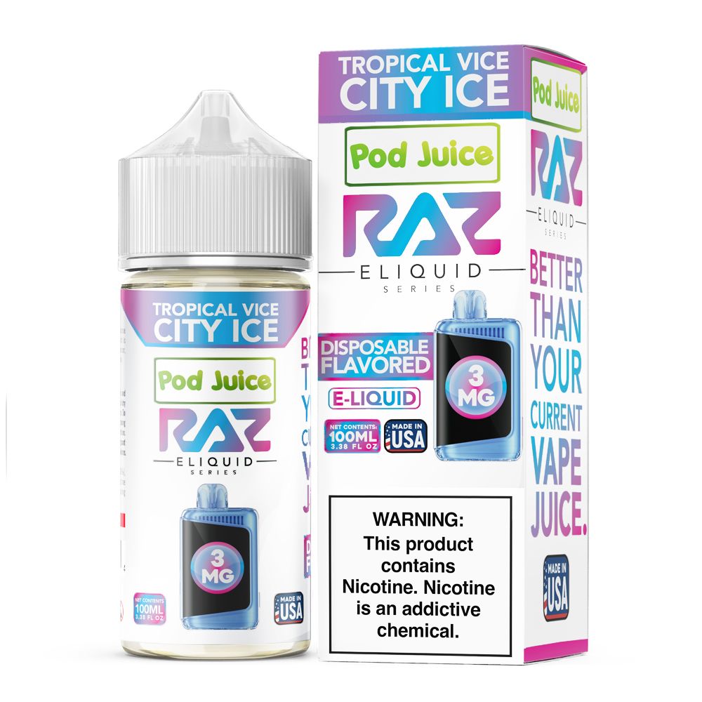 Tropical Vice City Ice | Pod Juice x RAZ | 100mL with packaging