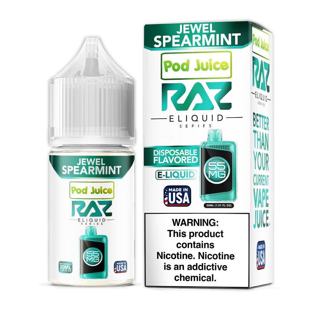 Jewel Spearmint Pod Juice x RAZ Salt 30ml with packaging