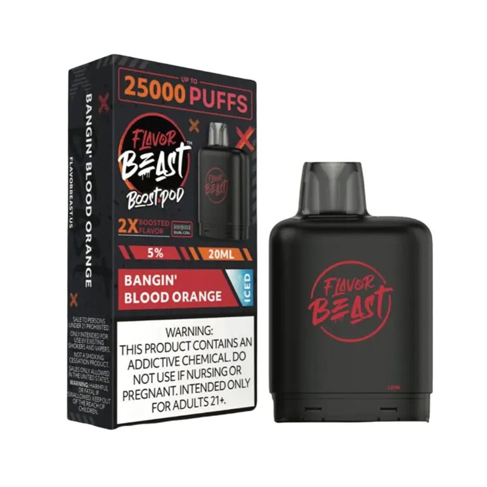 Flavor Beast Level X Boost Replacement Pod - Bangin’ Blood Orange Iced with packaging