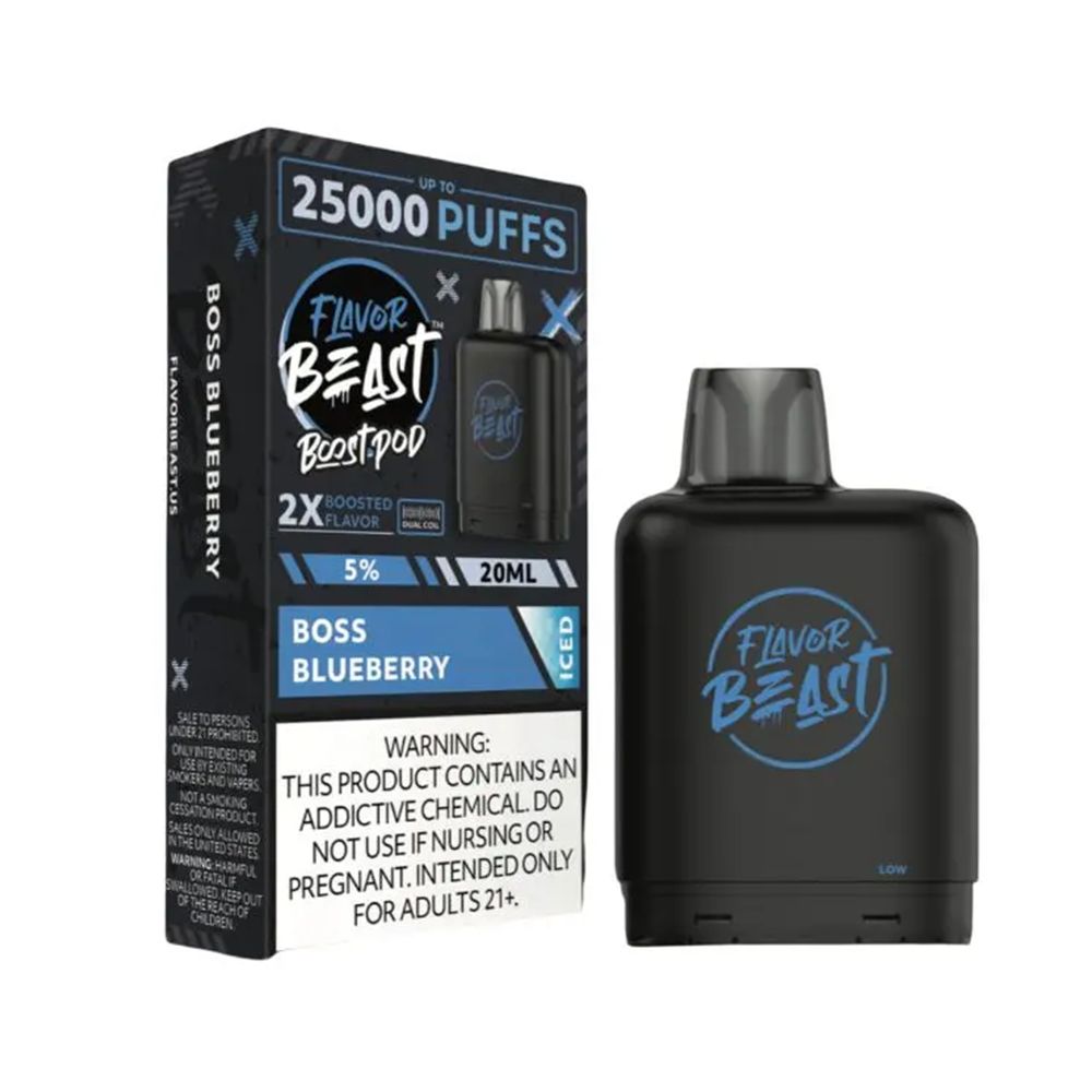 Flavor Beast Level X Boost Replacement Pod - Boss Blueberry Iced with packaging
