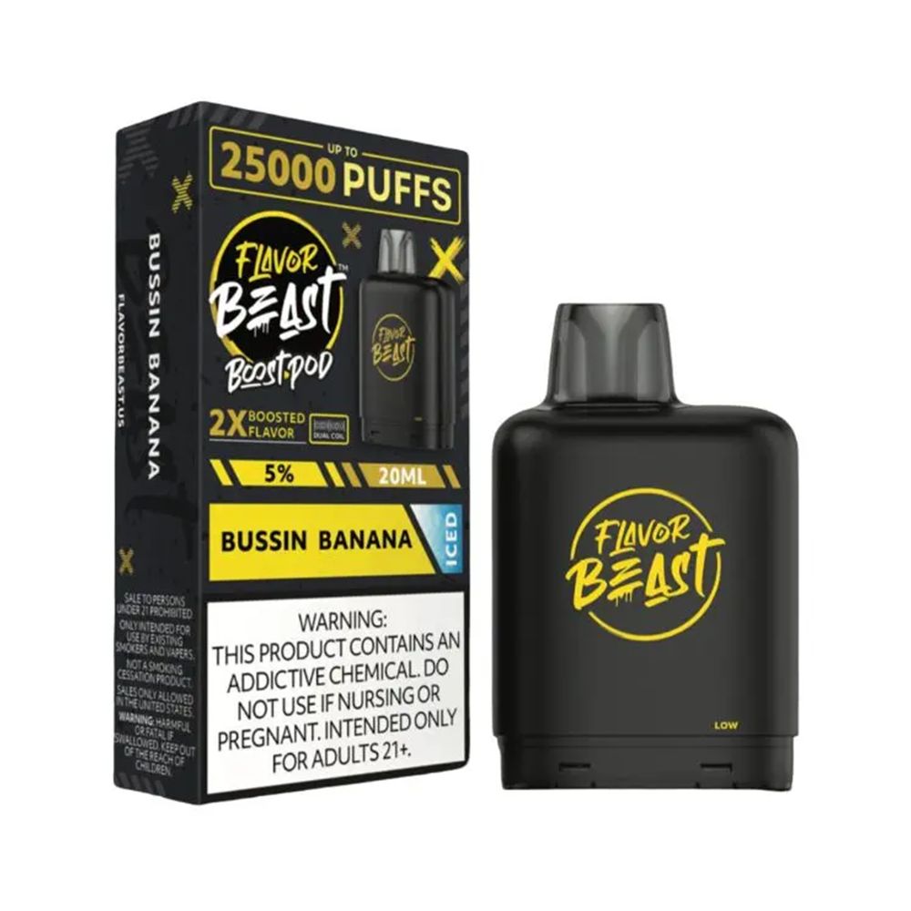 Flavor Beast Level X Boost Replacement Pod - Bussin Banana with packaging