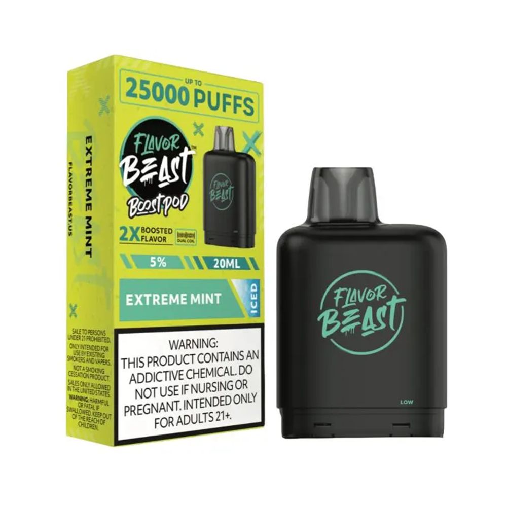 Flavor Beast Level X Boost Replacement Pod - Extreme Mint Iced with packaging