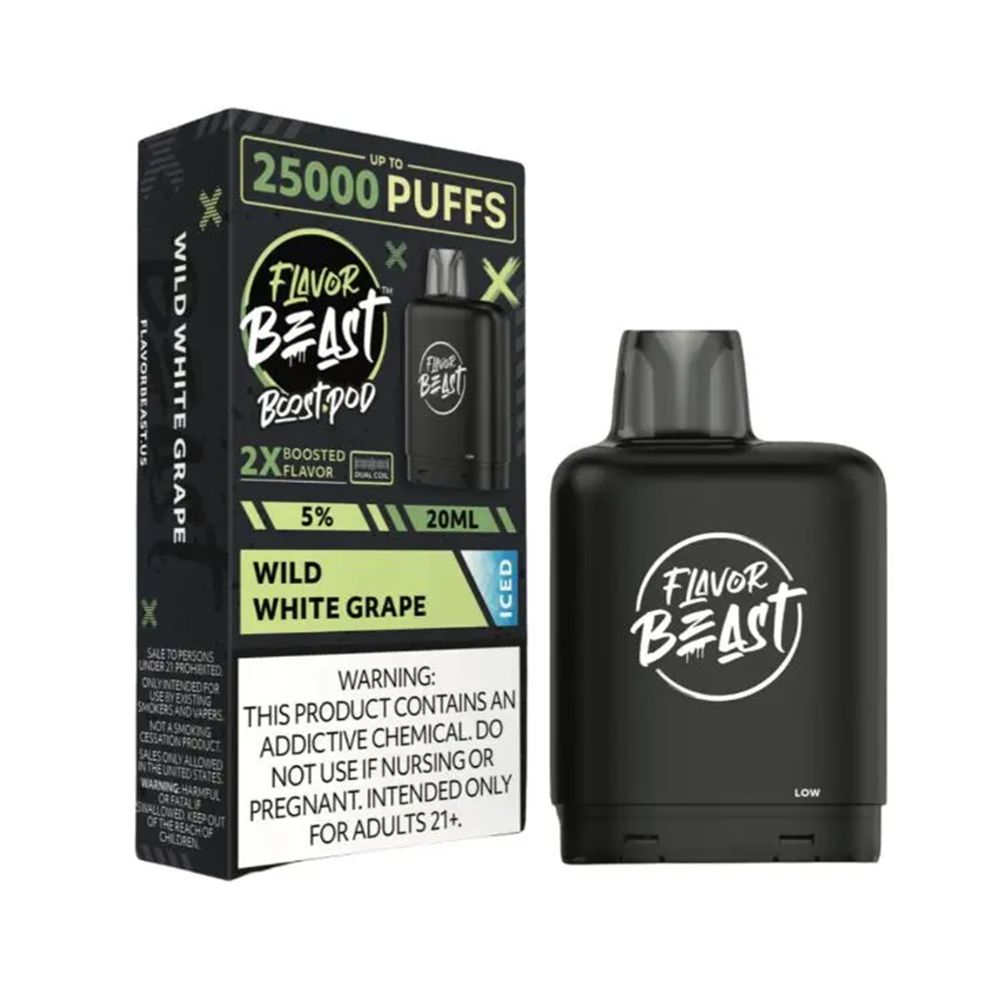 Flavor Beast Level X Boost Replacement Pod - Wild White Grape Iced with packaging