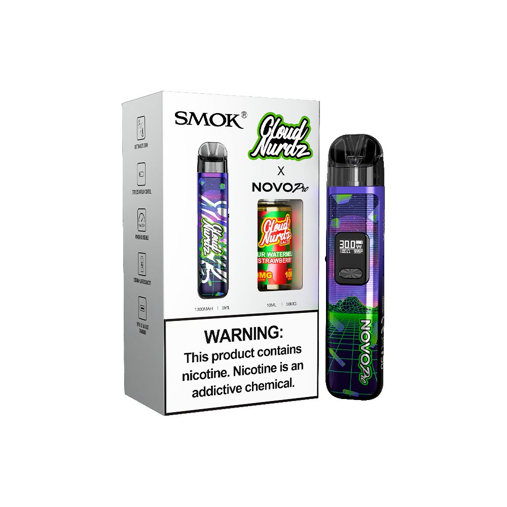 Collab Bundle – SMOK Novo Pro Device + Daddy’s Vapor 10mL Juice - Color: Retro - Flavor: Sour Watermelon Strawberry with Packaging