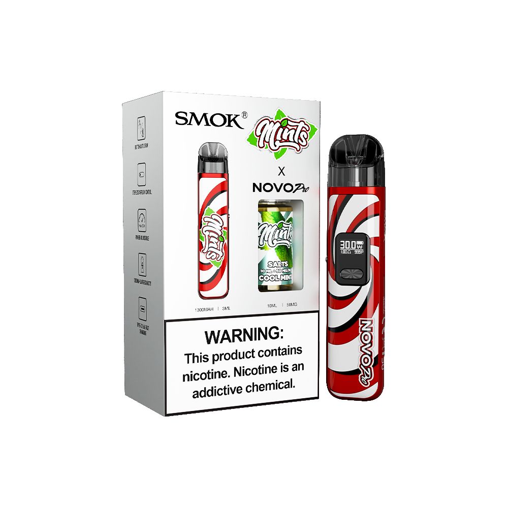 Collab Bundle – SMOK Novo Pro Device + Daddy’s Vapor 10mL Juice - Color: Mint - Flavor: Cool Mint with Packaging