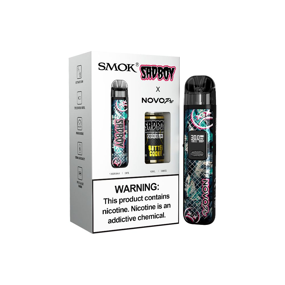 Collab Bundle – SMOK Novo Pro Device + Daddy’s Vapor 10mL Juice - Color: Sad Boy - Flavor: Butter Cookie with Packaging