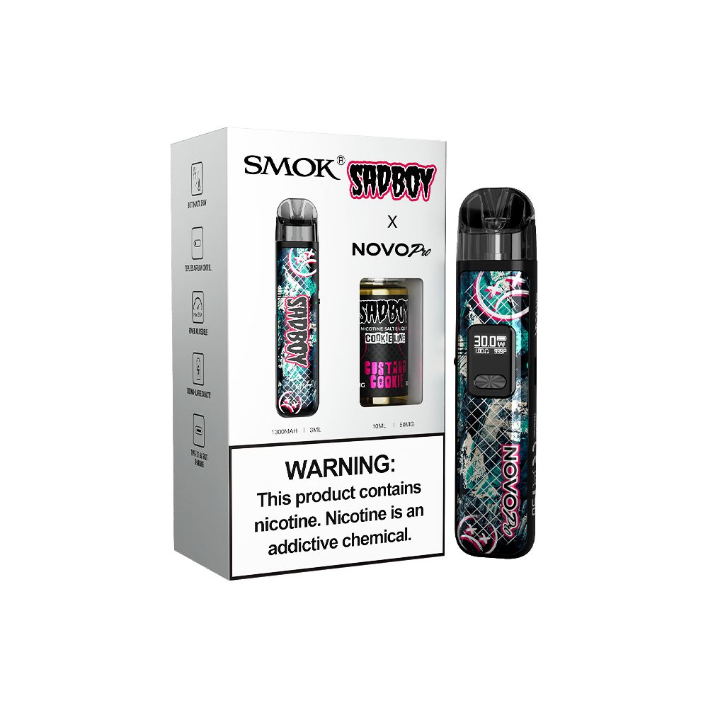 Collab Bundle – SMOK Novo Pro Device + Daddy’s Vapor 10mL Juice - Color: Sad Boy - Flavor: Custard Cookie with Packaging