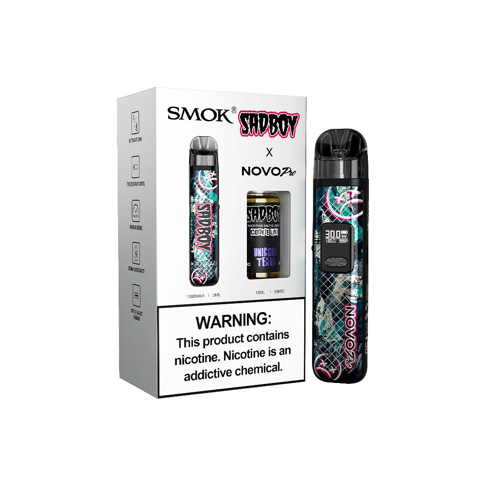 Collab Bundle – SMOK Novo Pro Device + Daddy’s Vapor 10mL Juice - Color: Sad Boy - Flavor: Unicorn Tears with Packaging
