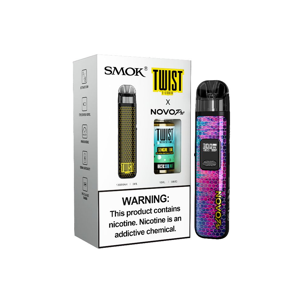 Collab Bundle – SMOK Novo Pro Device + Daddy’s Vapor 10mL Juice - Color: Black - Flavor: Arctic Cool Mint with Packaging
