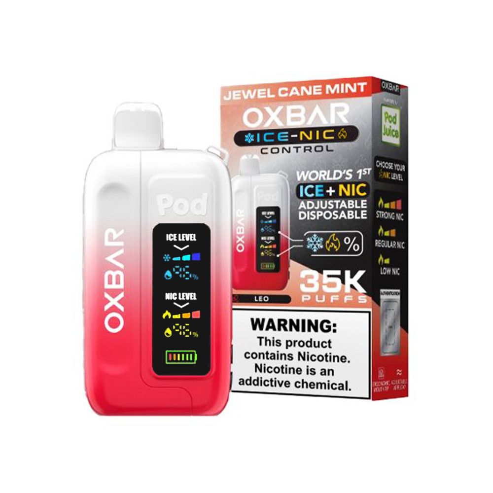 Oxbar Ice-Nic Control Pod Juice 35000 Puffs Jewel Cane Mint with packaging