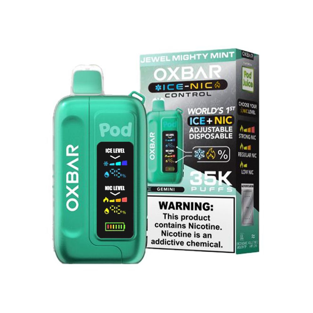 Oxbar Ice-Nic Control Pod Juice 35000 Puffs Jewel Mighty Mint with packaging