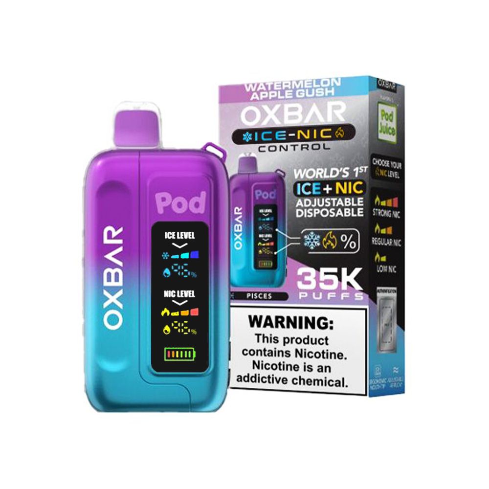 Oxbar Ice-Nic Control Pod Juice 35000 Puffs Watermelon Apple Gush with packaging