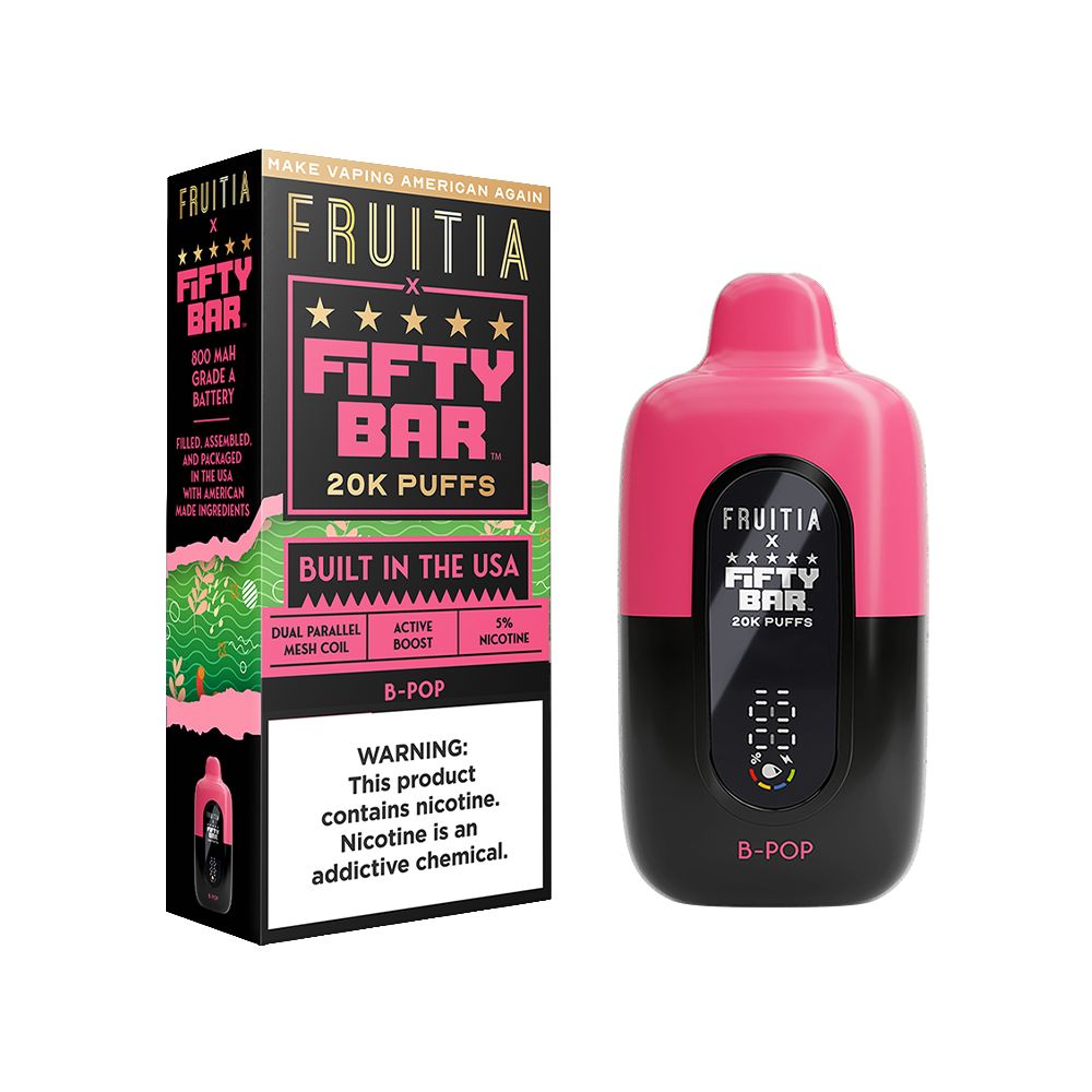 Fifty Bar Fruitia Disposable B Pop with packaging