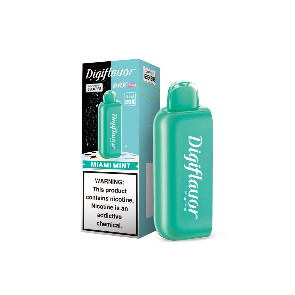 Geek Bar Digi Flavor BRK Pods Disposable 12mL 50mg 20000 Puffs Miami Mint with packaging