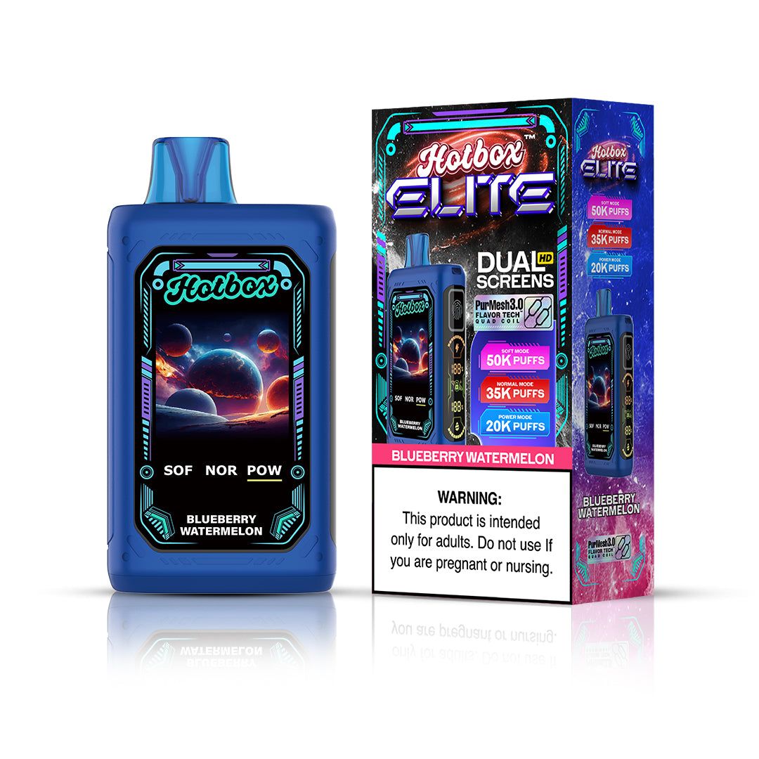 Puff Labs Hotbox Elite 50K Disposable Blueberry Watermelon with packaging