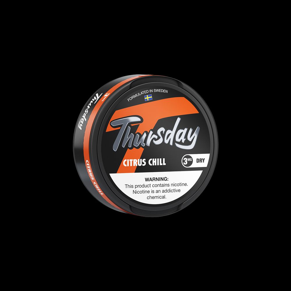 Thursday Dry Nicotine Pouches (20ct Can) 5pc Display Citrus Chill