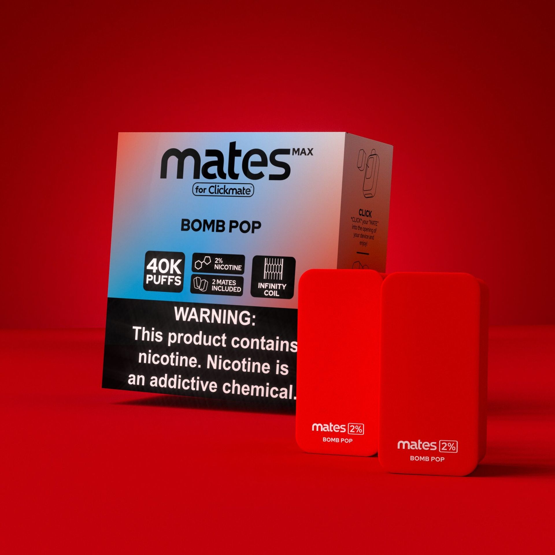 7Daze Clickmates 5% Prefilled Mates MAX (2-Pack) Bomb Pop with packaging
