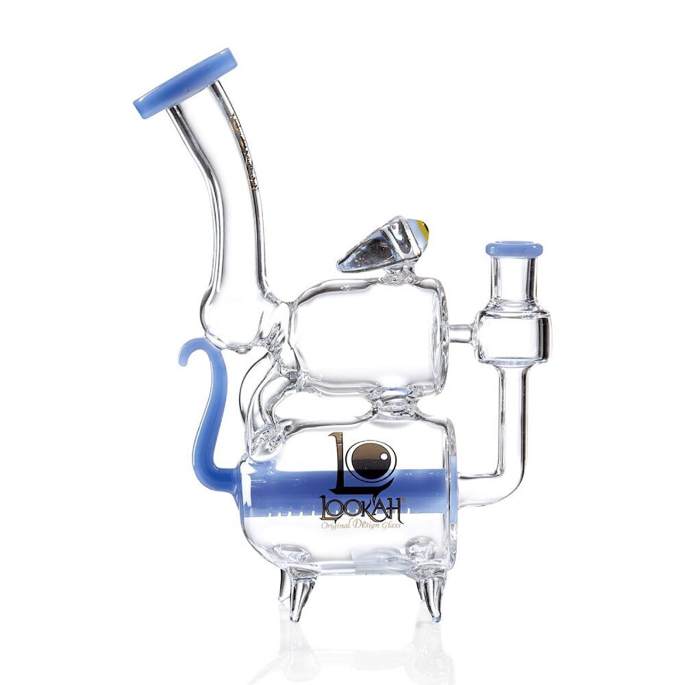 Lookah (Dab Rig) 9″ Cute Recycler Double Chamber Percolator Water Pipe Group Blue