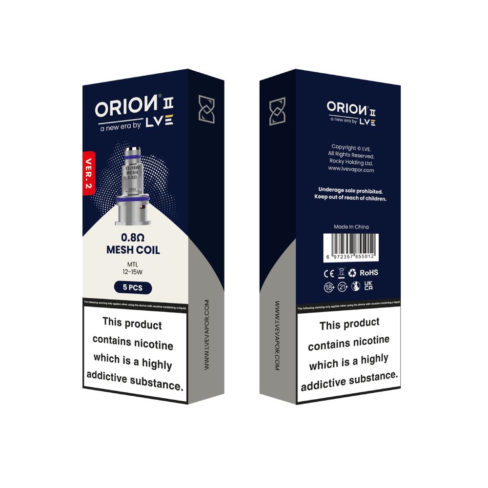 LVE Orion II V2 Mesh Replacement Coils 5-Pack 0.8ohm MTL