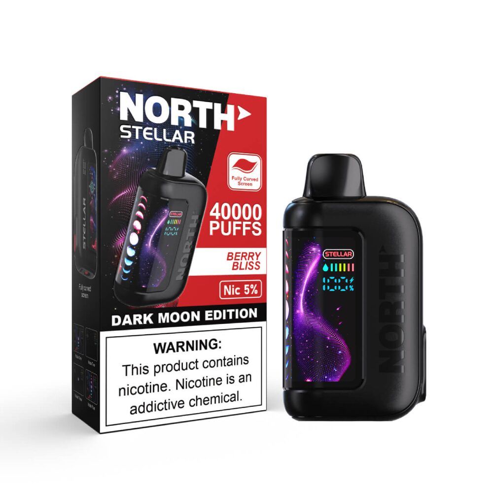 North Stellar Dark Moon Edition 40k Disposable - Berry Bliss with packaging