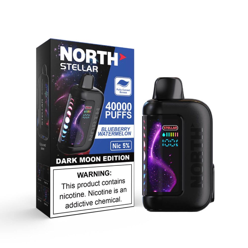 North Stellar Dark Moon Edition 40k Disposable - Blueberry Watermelon with packaging