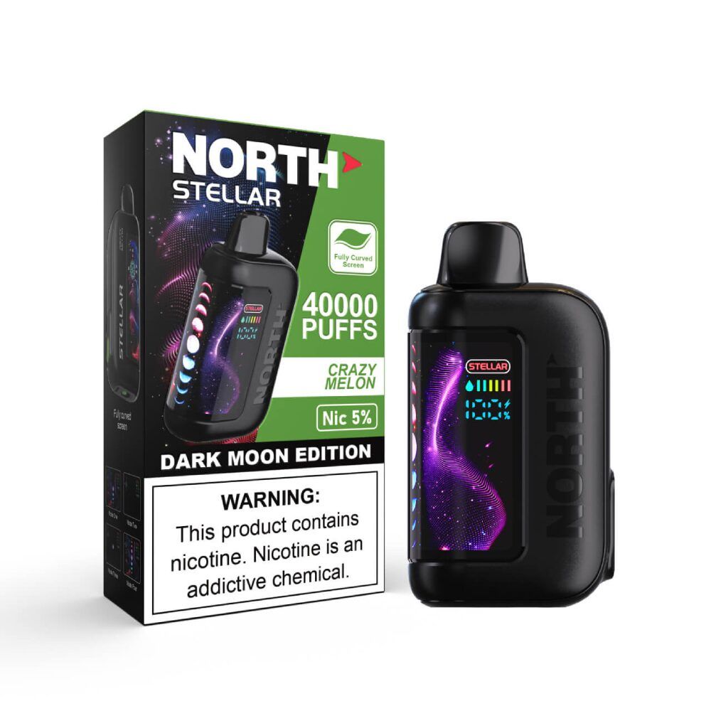 North Stellar Dark Moon Edition 40k Disposable - Crazy Melon with packaging