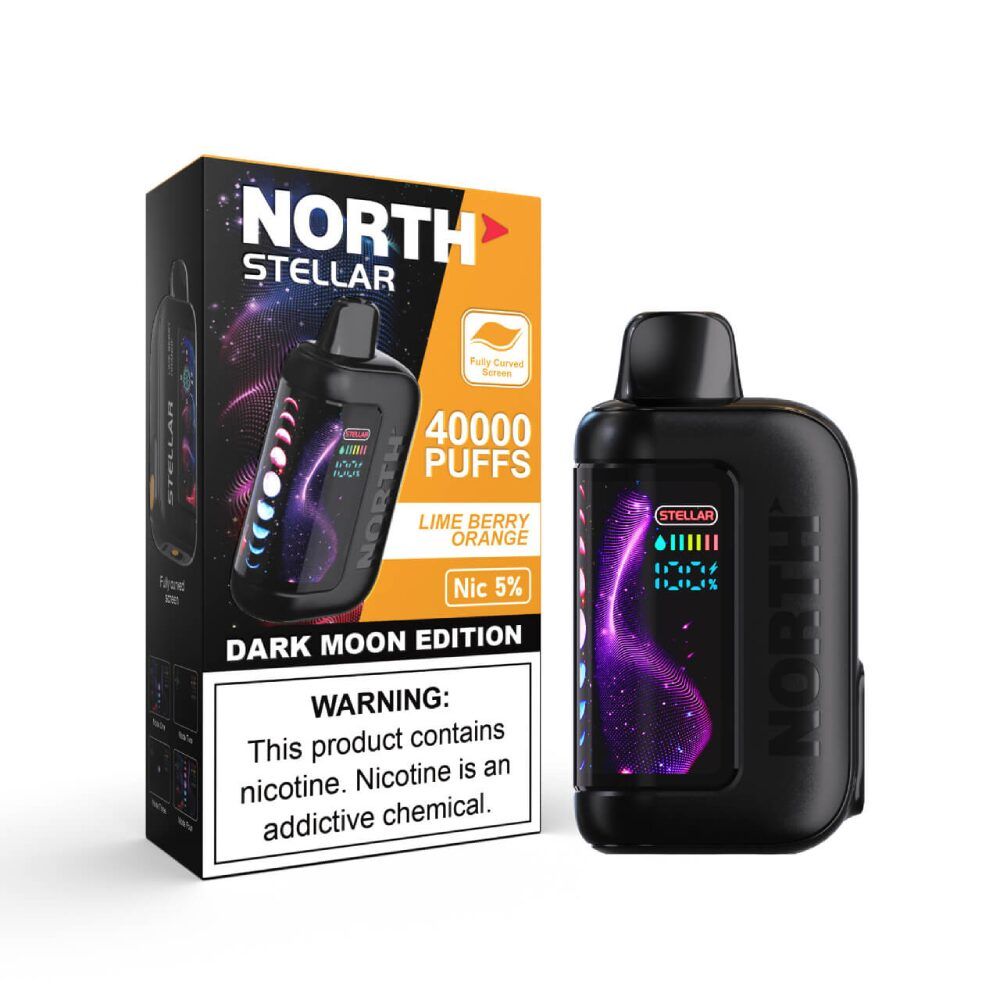 North Stellar Dark Moon Edition 40k Disposable - Lime Berry Orange with packaging