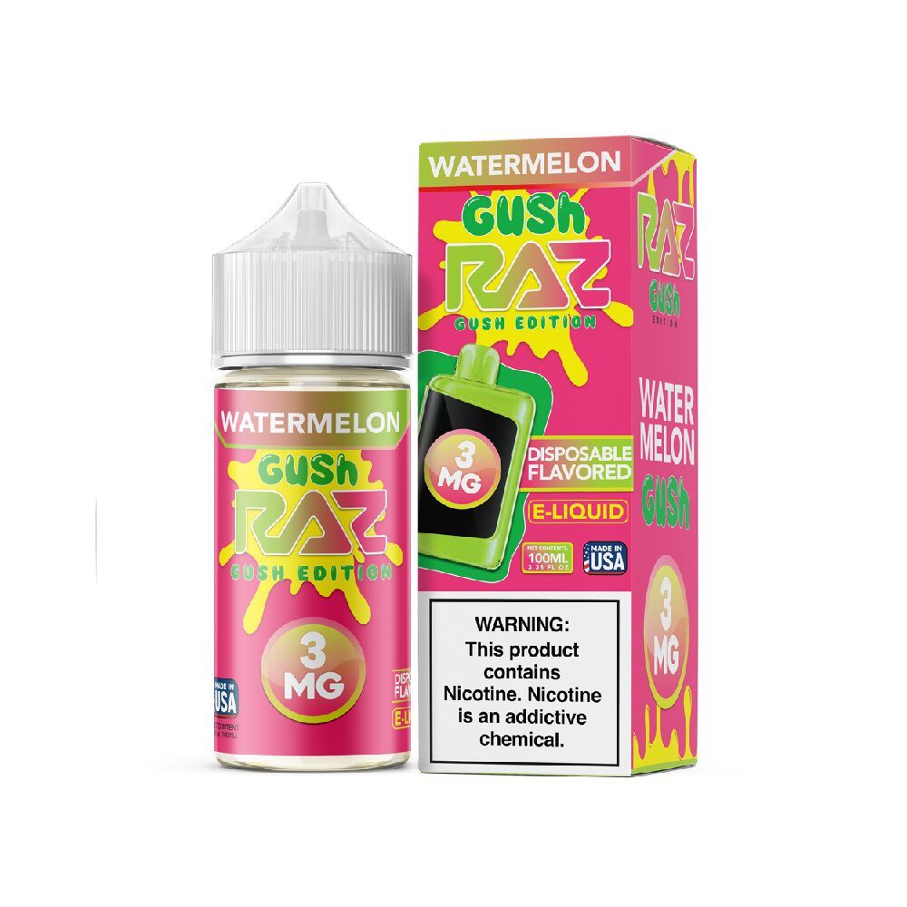 Pod Juice x RAZ - Watermelon Gush - 100mL 3mg bottle with packaging