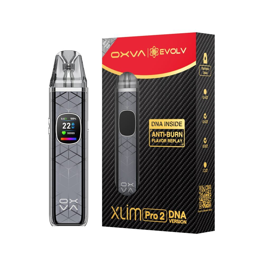 OXVA Xlim Pro 2 Pod Kit DNA Version: Nebula Gray with packaging