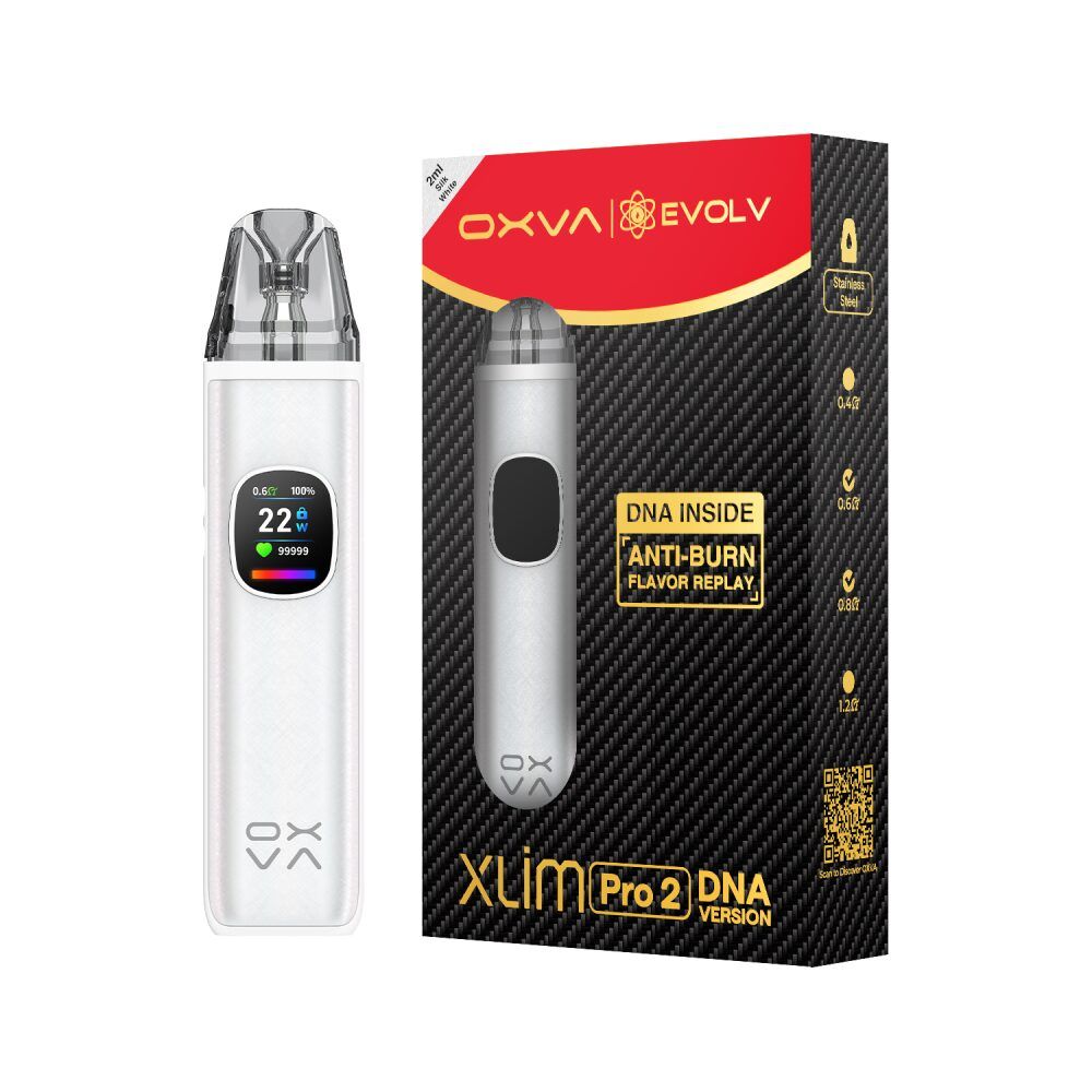 OXVA Xlim Pro 2 Pod Kit DNA Version: Silk White with packaging