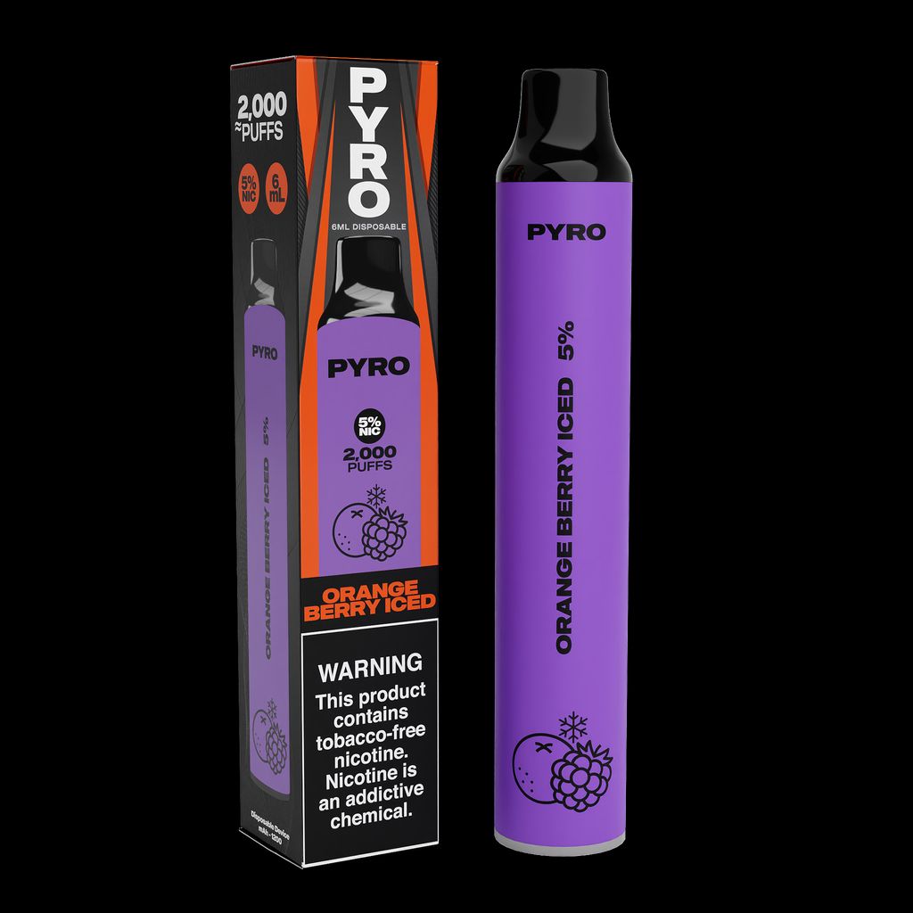 Pyro Disposable | 2000 Puffs | 6mL Orange Berry Iced with Packaging