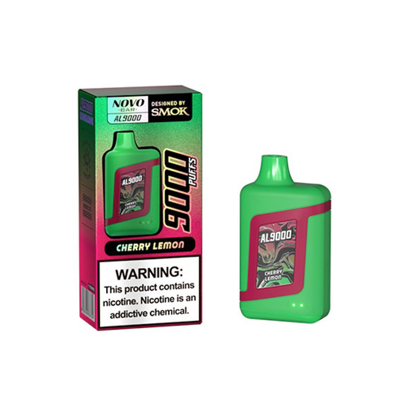 SMOK Novo Bar AL9000 Disposable 9000 Puffs 15mL 50mg cherry lemon with packaging