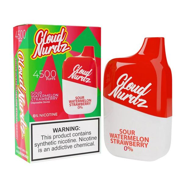 Cloud Nurdz 4.5K 0mg Disposable sour watermelon strawberry with packaging
