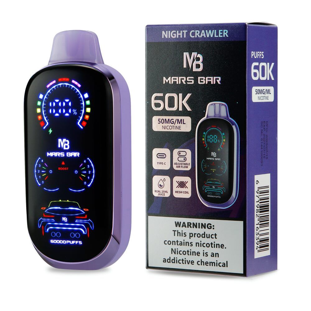 Mars Bar 60k Disposable Night Crawler with packaging