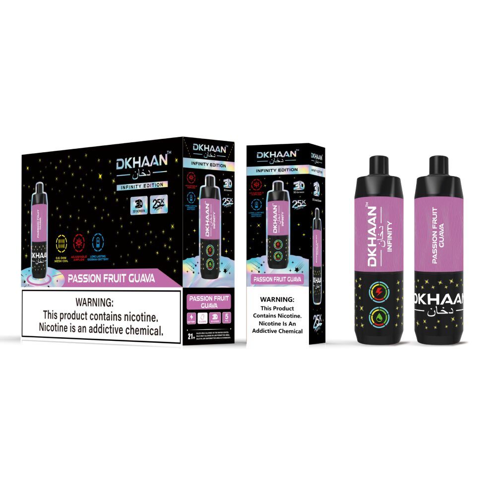 Dkhaan Infinity 25k Disposable - Passion Fruit Guava with packaging