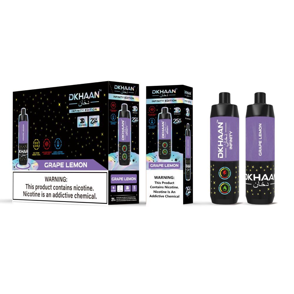 Dkhaan Infinity 25k Disposable - Grape Lemon with packaging